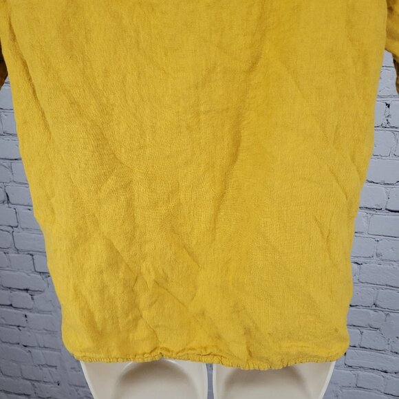 Francesca Bettini Yellow Lightweight Short Sleeve Pockets Top Italy Large L - Picture 7 of 10